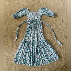 Maxi Dress S Boho Floral Flared summer stretchy fabric elastic waist sundress